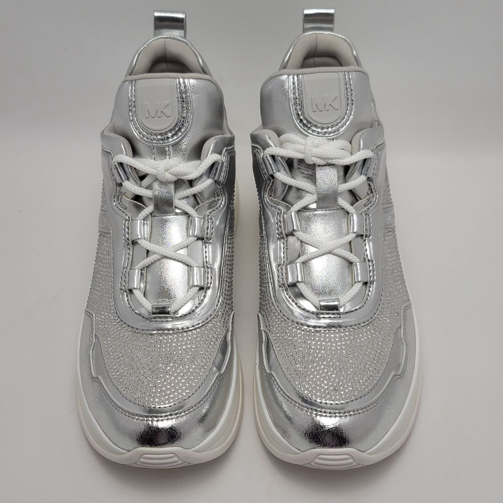 Michael Kors Olympia Extreme Trainer Sneakers Size 9M Crystal Metallic Silver - Picture 7 of 15